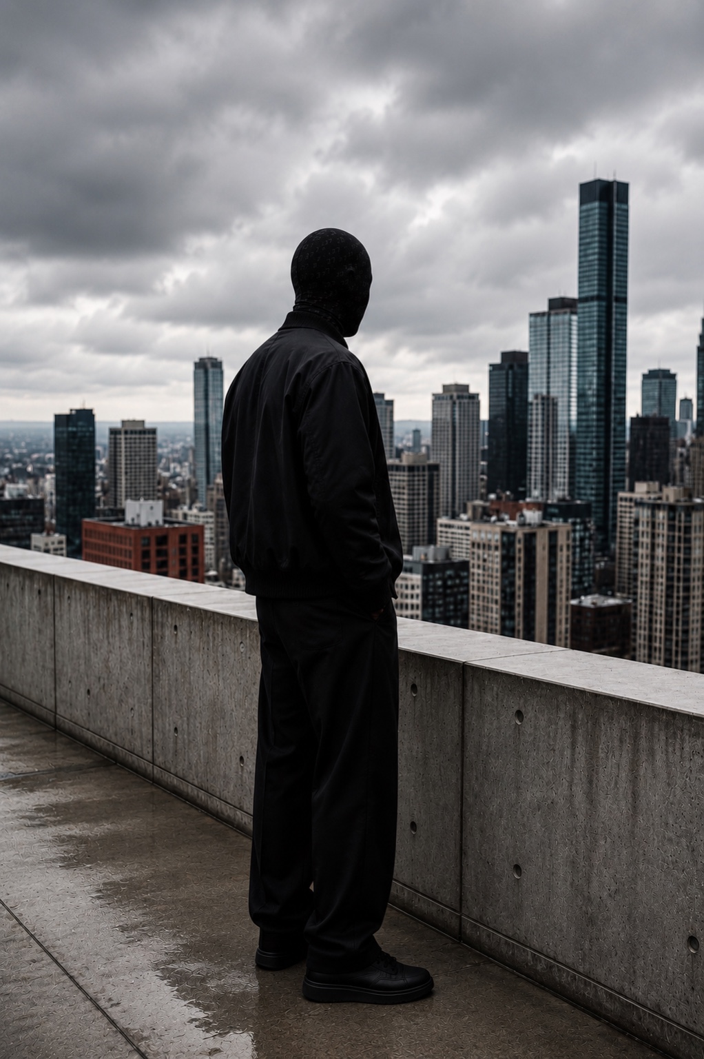 Subject 27 on a rooftop in the final quiet frame of the story.